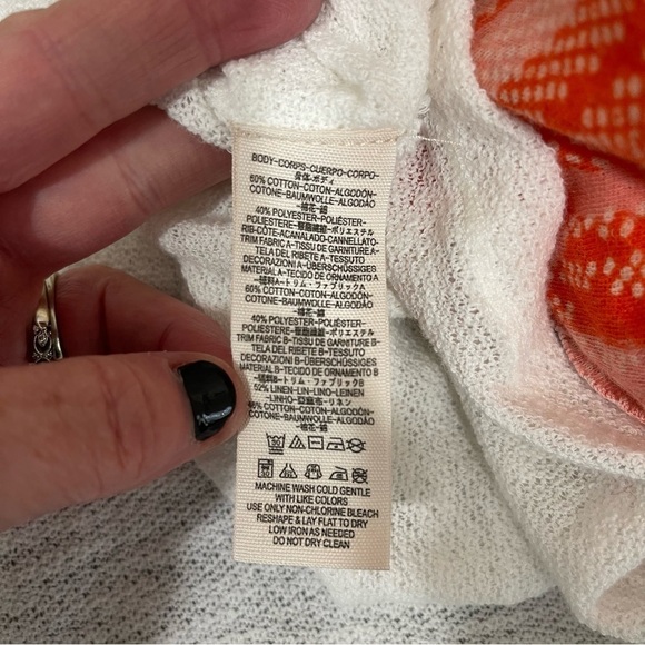 Free People Batwing Oversized Flowy Boho Color Block w/Florals Raw Hem Size L - Picture 14 of 14